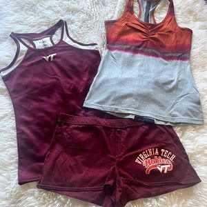 Virginia Tech Hokies Gear women’s size small tops & medium shorts